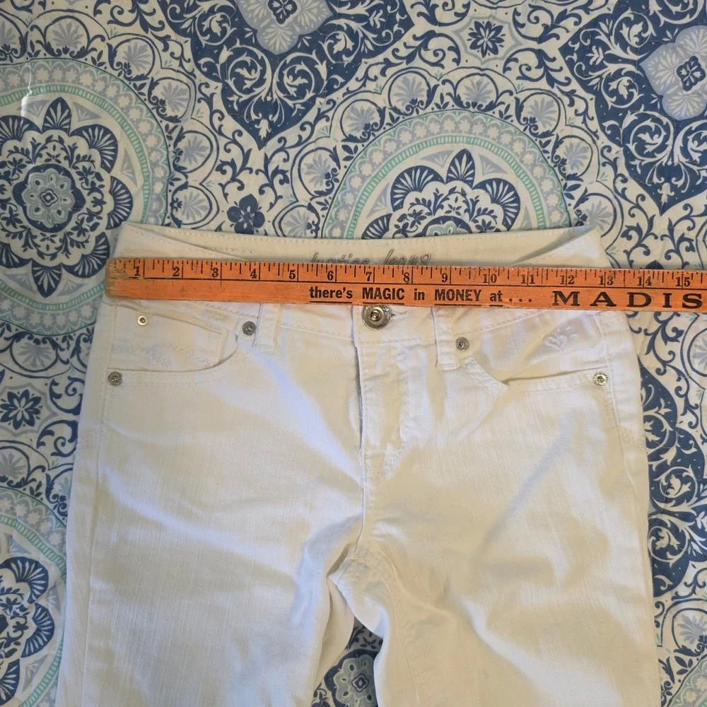 Justice Girls White Denim Bermuda Shorts Size 12R Simply Low Cuffed Hem
